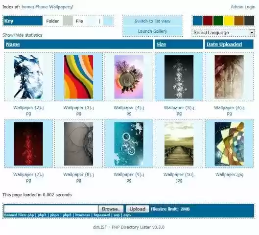 Download web tool or web app dirLIST - PHP Directory Lister