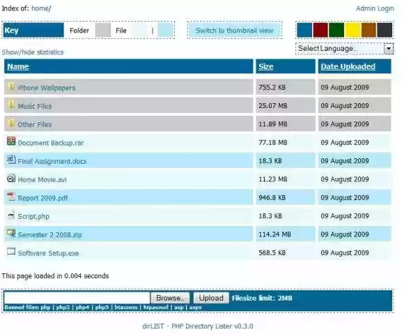 Download web tool or web app dirLIST - PHP Directory Lister