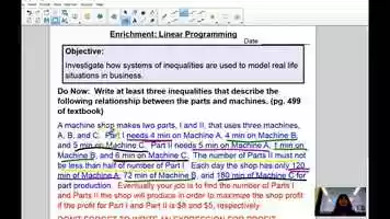 Free download Enrichment - Linear Programming video and edit with RedcoolMedia movie maker MovieStudio video editor online and AudioStudio audio editor onlin