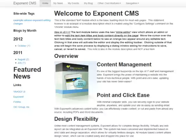 Download web tool or web app Exponent CMS