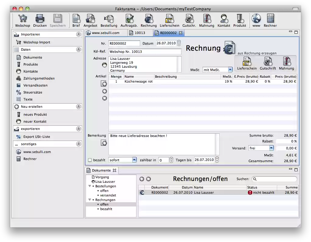 Download web tool or web app Fakturama - Invoicing Made Easy