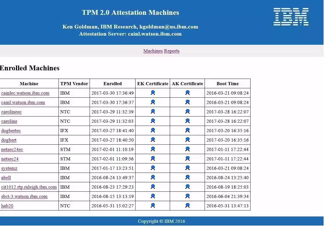 Download web tool or web app IBM TPM Attestation Client Server Download web tool or web app IBM TPM Attestation Client Server