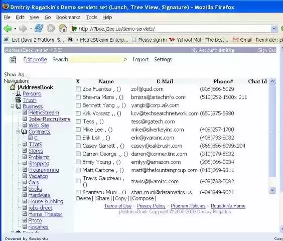 Download web tool or web app Java AddressBook