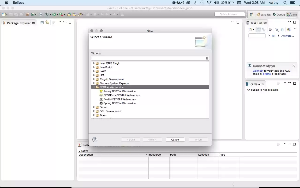 Download web tool or web app Java RESTful Plugin for Eclipse