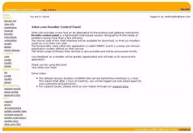 Download web tool or web app Joker.com PHP client