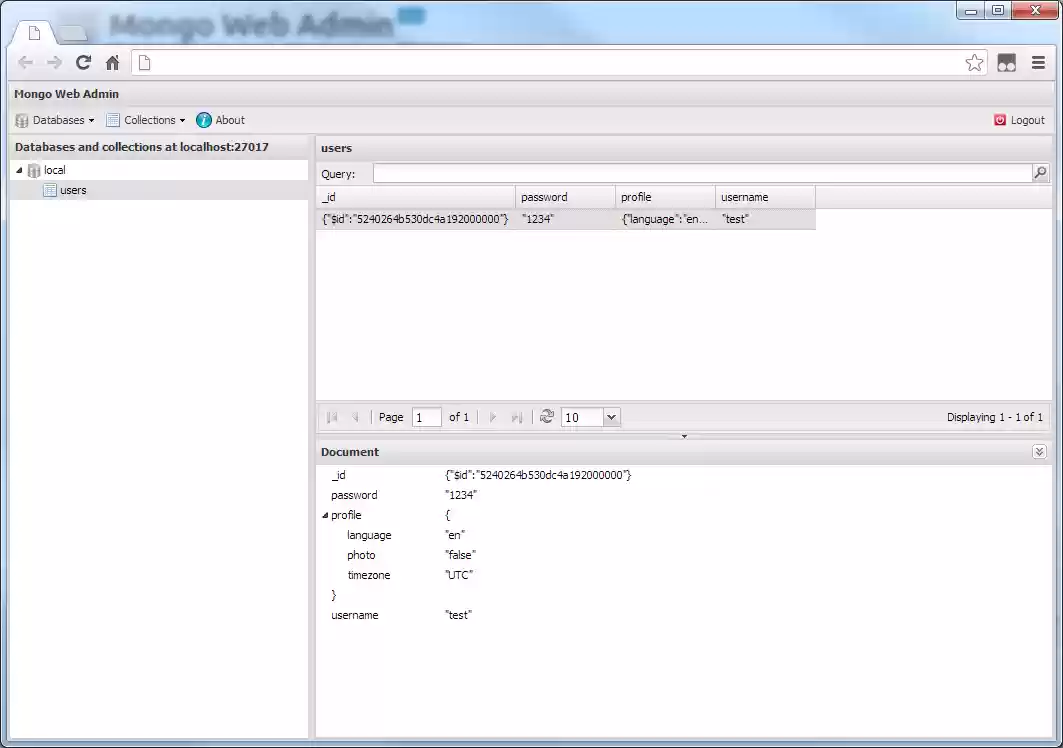 Download web tool or web app Mongo Admin