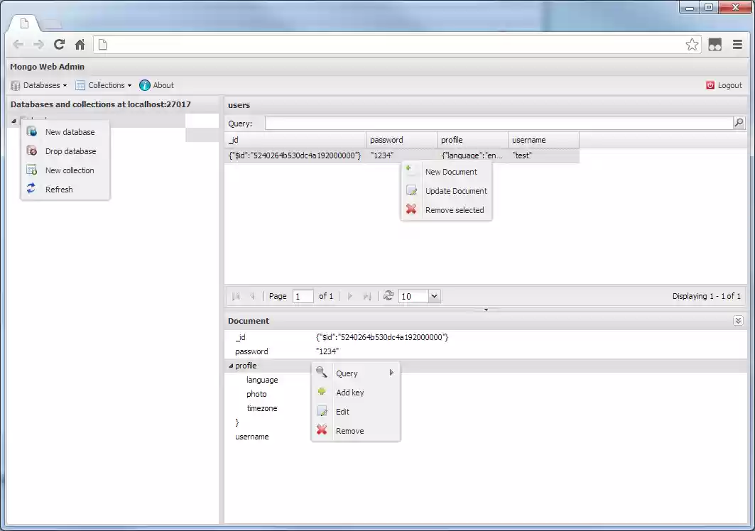 Download web tool or web app Mongo Admin
