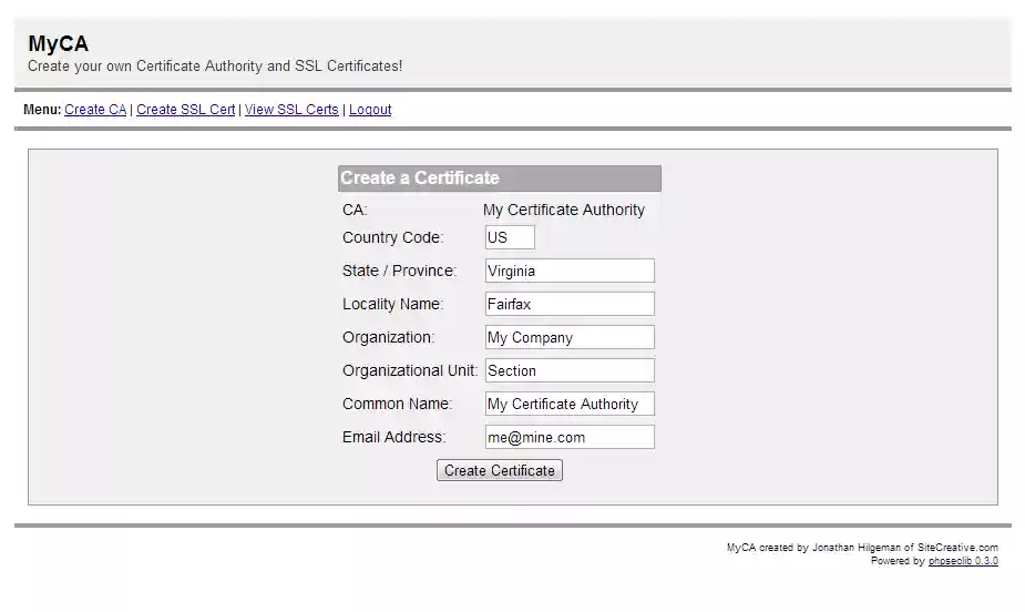 Download web tool or web app MyCA - Easy Self-Signed SSL Download web tool or web app MyCA - Easy Self-Signed SSL
