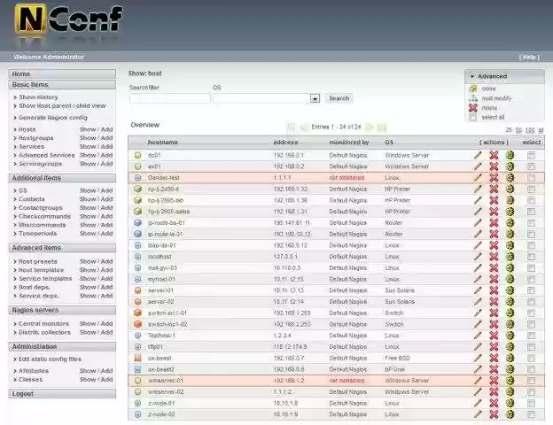 Download web tool or web app NConf - Enterprise Nagios configurator