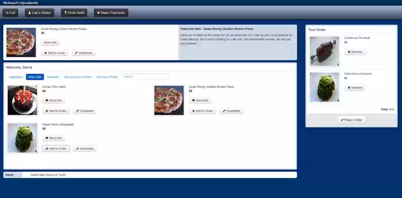 Download web tool or web app OpenBooth: Restaurant Order Management