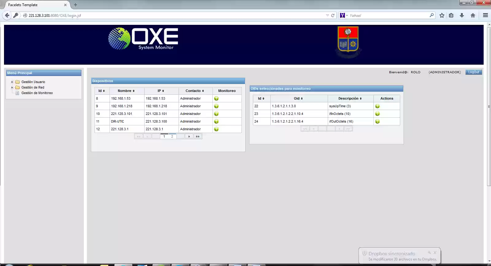 Download web tool or web app Oxe Monitor