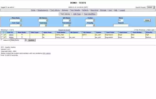 Download web tool or web app RTH - Requirements and Testing Hub