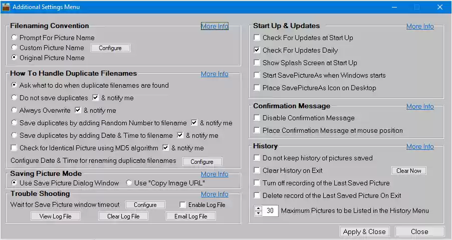 Download web tool or web app SavePictureAs