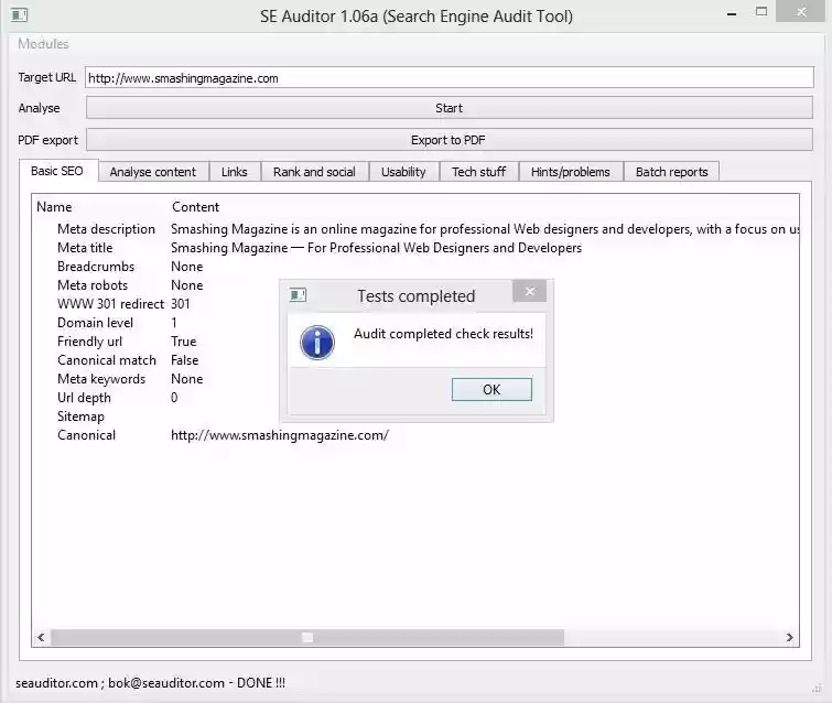 Download web tool or web app SE Auditor
