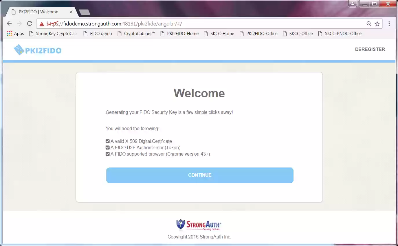 Download web tool or web app StrongKey PKI2FIDO