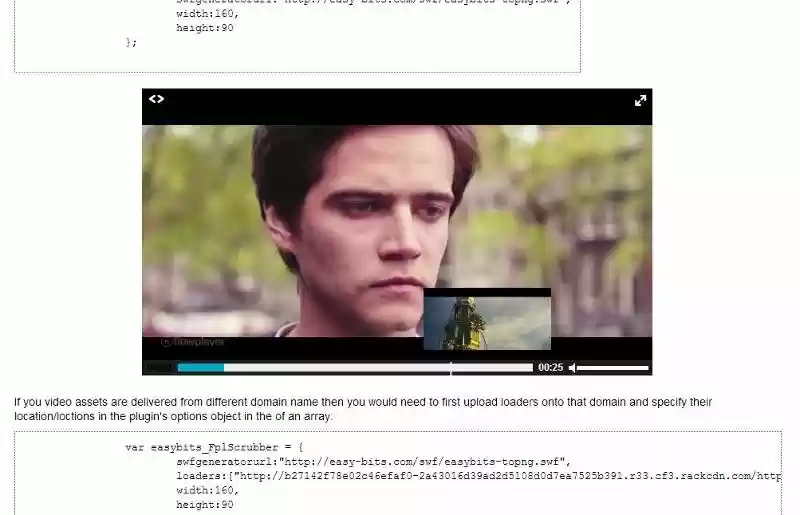 Timeline thumbnails Flowplayer html5