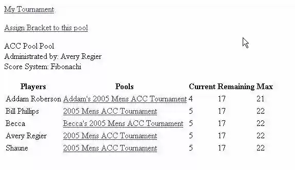 Download web tool or web app Tournament Pool and Bracket Tracker