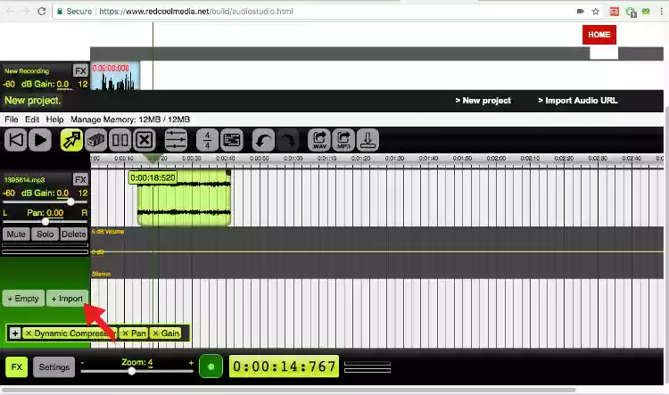 Upload an audio audiostudio online