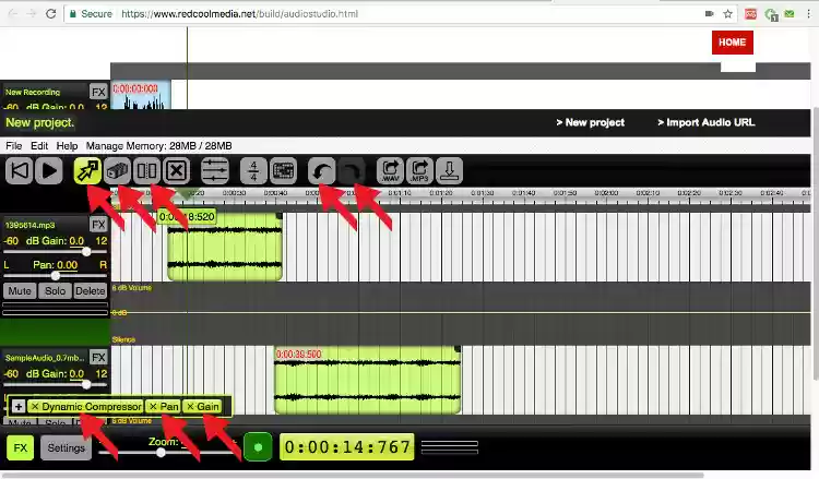 Modify audio file with audiostudio online