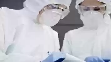 Free download Video of two technicians in protective suit. Shot with RED helium camera in 8K. | Stock Footage - Videohive video and edit with RedcoolMedia movie maker MovieStudio video editor online and AudioStudio audio editor onlin
