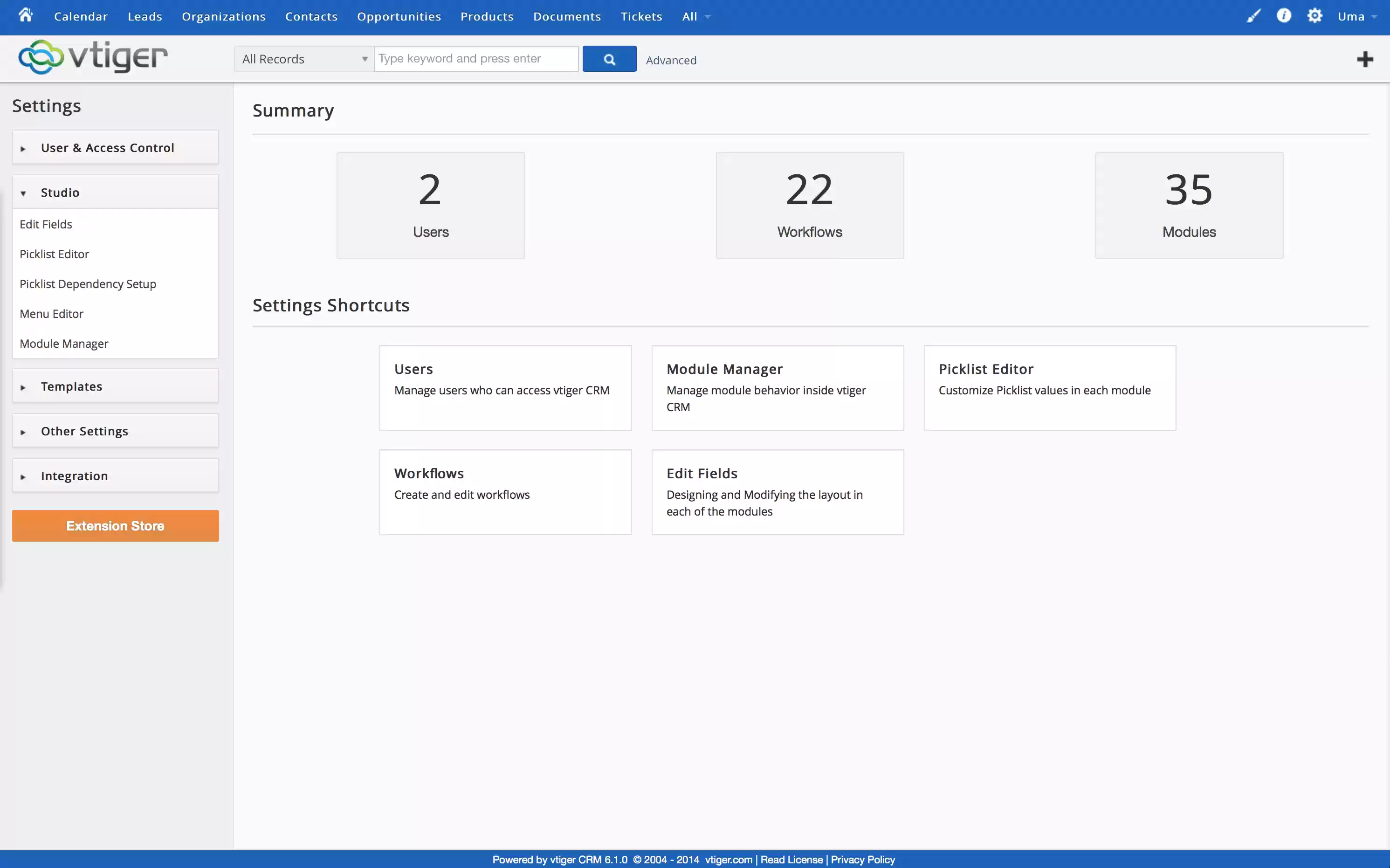 Download web tool or web app Vtiger CRM