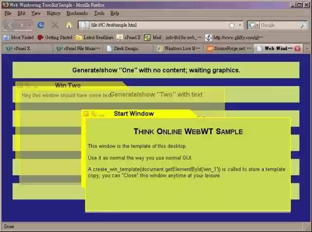 Web WT, Windowing Toolkit for HTML