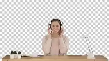 Free download Young Smiling Woman Putting Headphones, Alpha Channel | Stock Footage - Videohive video and edit with RedcoolMedia movie maker MovieStudio video editor online and AudioStudio audio editor onlin