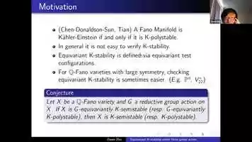 Free download Ziwen Zhu, Equivariant K-stability under finite group action video and edit with RedcoolMedia movie maker MovieStudio video editor online and AudioStudio audio editor onlin